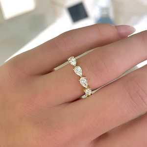 Custom 2.6ct 14k Gold Mix Pear Round Lab Grown Diamond Full Eternity Wedding Band <b>Ring</b> Bridal Stacking Manufacture Factory - Product Image 2