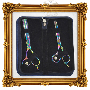 Kit de Tijeras de Peluquería Rainbow Titanium para Cortar y Entresacar Cabello - Product Image 1