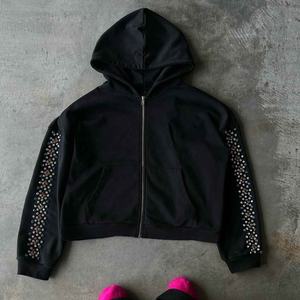 Sweat à capuche personnalisé décoré de strass polaire douce confortable chaud parfait pour tenue de fête gym ou vêtements de mode quotidiens décontractés - Product Image 1