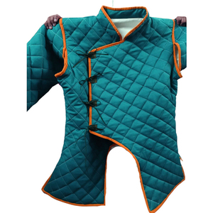 Teal Quilted Cotton <b>Jacket</b> With Orange Trim Women's Medieval Gambeson Costume Coat SCA LARP Full Sleeve Adult - Product Image 2