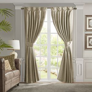 Only 1 Pleat Curtain Panel with <b>Tieback</b> Single Piece Valance and Curtain - Product Image 1