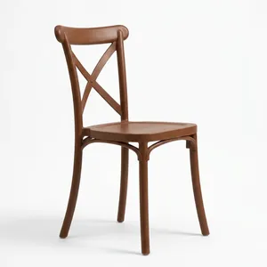Wooden Cross Back <b>Dining</b> <b>Chair</b> with Curved Frame Solid Wood Seat Classic Restaurant Cafe Home Furniture Seating for Home - Product Image 6