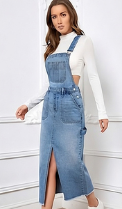 Vestidos de Verano con Bolsillos, Corte Regular, Estilo Romántico Vintage, Vestido Tipo Pinafore de Mezclilla Tejida para Primavera y Otoño - Product Image 2