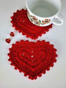 Posavasos Románticos de Corazón Rojo Tejidos a Crochet, Hechos a Mano con Hilo de Algodón Sólido, Resistentes al Calor, para Tazas de Café y Té, Decoración Boho para Cocina - Product Image 3