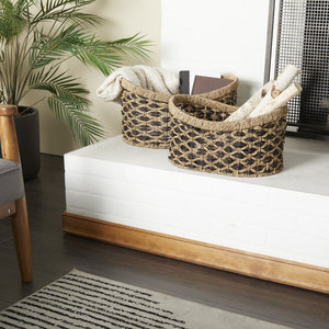 ตะกร้าใส่ของตกแต่งหญ้าทะเลธรรมชาติอุปกรณ์ตกแต่งบ้านแบบทอ - Product Image 2