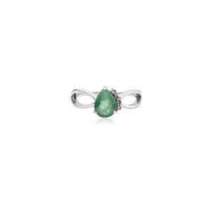 High Quality Natural Pear Cut <b>Emerald</b> 925 Sterling <b>Silver</b> Rhodium Plated Prong Set <b>Ring</b> Minimalist May Birthstone Women's Fine - Product Image 1