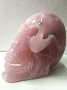 Cristales piedra curativa cristal a granel venta al por mayor piedra Natural calaveras de cuarzo rosa gran calidad calavera tallada para Decoración - Product Image 5