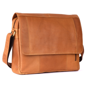 Best Quality Classic Leather <b>Laptop</b> Messenger Bag Shoulder Strap Durable Business Travel Case Tan Color Available At Best Price - Product Image 3