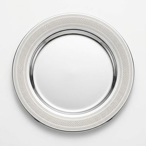Plato de Cena con Borde Grabado Nakshi Hecho a Mano en Acero Inoxidable SS304 de 27 cm con Acabado Espejo en Material PC para Decoración del Hogar, Hoteles y Bodas - Product Image 1