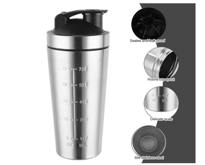 Gobelet isotherme en acier inoxydable avec échelle de mesure, balle mélangeuse et couvercle, pour shakes protéinés, maintien thermique 12-24 heures - Product Image 4
