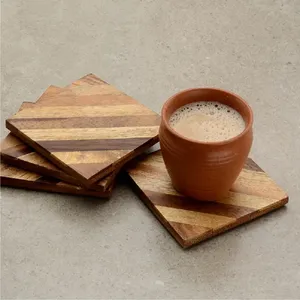 Eco Friendly Modern Custom Wooden <b>Coaster</b> Set Bohemian Design Non-Toxic 10mm Thickness Hot Cold Drinks Handcrafted Premium Table - Product Image 5