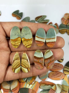 Natural Polychrome Jasper Pair Loose Gemstone Cabochon Quartz Loose Designer <b>Healing</b> Jasper <b>Crystals</b> For Pendant Making Supply - Product Image 4