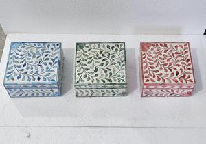 Boîte à bijoux artisanale en os incrusté, motif floral marocain, écologique, pour rangement décoratif, décoration de table, nouvel an - Product Image 2