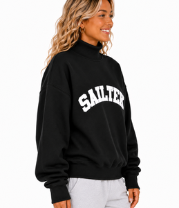 Sweat-shirt décontracté en maille pour femme, col montant, mélange de coton doux, couleur turquoise, style streetwear - Product Image 6