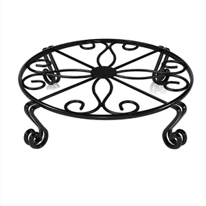 Black Round Metal Plant <b>Stand</b> with Decorative Top Indoor Flower <b>Pot</b> Holder for Living Room Balcony Home Décor - Product Image 2