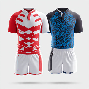 ชุดกีฬารักบี้ฟุตบอล เสื้อเจอร์ซีย์ติดกระดุม กางเกงขาสั้น ชุดเซ็ต 100% โพลีเอสเตอร์ ชุดยูนิฟอร์มกีฬารักบี้ฟุตบอล - Product Image 5