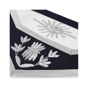 Delantal de francmasón Past Master Blue Lodge con bordes de terciopelo azul marino y bordado a mano con hilo plateado MAP-0117 - Product Image 4
