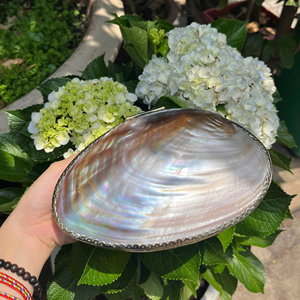 Luxury Iridescent Shell Jewelry <b>Box</b> Handmade Oval Decorative <b>Keepsake</b> Case - Product Image 1