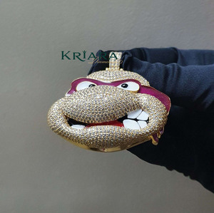 Colgante con Rostro de Dibujos Animados Cultivado en Laboratorio, Chapado en Plata, Corte Brillante Redondo, Diamantes Cultivados en Laboratorio, Estilo Hiphop, Joyería Unisex - Product Image 4