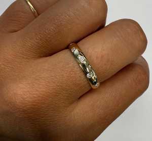 Anillos de Boda Tipo Domo con Diamantes de Corte Redondo, Engastados, en Oro Sólido de 10K, 14K y 18K, Lujosos, Apilables, para Aniversario o Uso Diario - Product Image 4