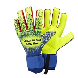 Gants de gardien de but de football personnalisables Jaune Bleu PU Antidérapant Respirant Sangle de poignet réglable Unisexe - Product Image 1