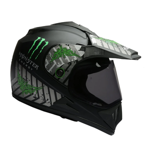Casque de moto intégral tout-terrain avec coque en ABS, fermeture micro-métrique, visière fumée, design graphique, toutes saisons - Product Image 1