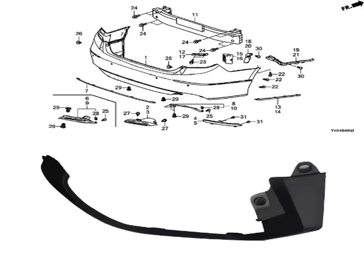 For Accord Oem 71519-TVA-A10 71514-TVA-A10 Plastic Car Side Rear Right Lower Bumper Garnish Trim CV1 2018 2019 2020 2021 Auto Parts Image 3