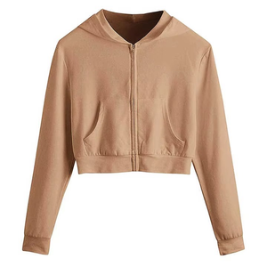 Haut court à capuche anti-rides pour femme, élégant, couleur personnalisée, grandes tailles, services OEM et ODM disponibles - Product Image 5