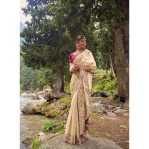 Sari chinois traditionnel fantaisie avec broderie multi-fils, codage et travail de paillettes - Product Image 5