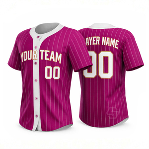 Maillot de baseball personnalisable de haute qualité pour homme, avec nom du joueur, manches courtes, boutons sur le devant, maille respirante en polyester, coupe classique - Product Image 2
