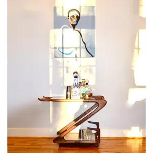 Luxury Handmade Metal Decorative <b>Bar</b> Cart for Modern Homes Premium Handmade Metal Rolling Kitchen <b>Utility</b> Cart safe plated - Product Image 2