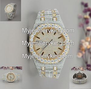 Montre en acier inoxydable avec boîtier rond de 40 mm en moissanite, résistance à l'eau de 10 bars - Product Image 4