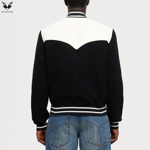OEM Luxury Real Leather Sleeve Varsity Jacket Men’s Heavyweight Wool Baseball Jacket Custom Chenille Patch Letterman Coat - Product Image 4