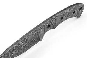 Lame de couteau en acier Damas pleine longueur - Lame Damas artisanale avec étui en cuir, tubes et broches en laiton, kit de personnalisation DIY, vente en gros - Product Image 2