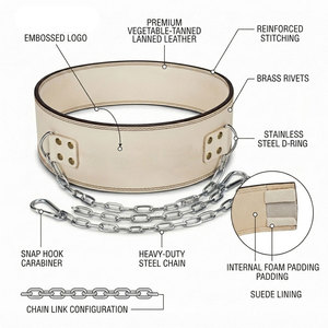 Ceinture de musculation en cuir véritable réglable avec chaîne lourde pour l'entraînement en force, les séances de gym et le développement musculaire - Product Image 4