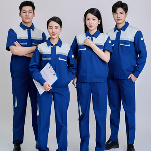 Conjunto de Ropa de Trabajo de Alta Visibilidad de Manga Corta Azul Grisáceo para Hombre FMF, Transpirable, Duradero y Cómodo, Tela TC - Product Image 1