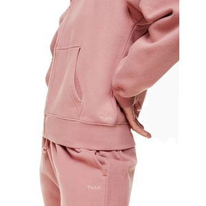 Chaqueta con capucha rosa de gran tamaño holgada de alta calidad con cremallera para mujer OEM sin MOQ logotipo de marca personalizado - Product Image 6