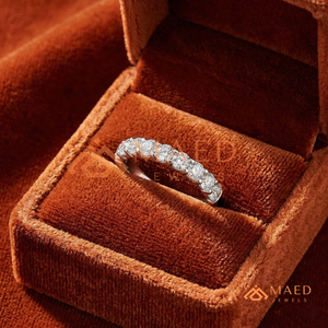 925 Sterling <b>Silver</b> Round Moissanite <b>Eternity</b> <b>Ring</b> Lab Grown Diamond Wedding Band Fine Jewelry for Women - Product Image 3
