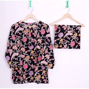 Robe de nuit pour femme, faite à la main, imprimé floral, 100% coton, col rond, ensemble pyjama en pur coton doux, cadeau pour demoiselle d'honneur, pyjama pour femme - Product Image 2