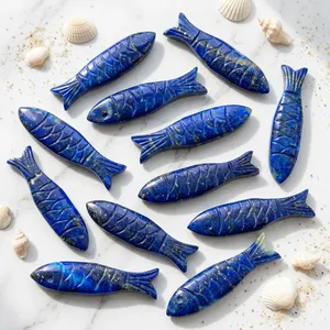 Pierre précieuse naturelle Lapis Lazuli, taille poisson, bleue, 8x25mm, effet lumineux, pierres lâches pour la fabrication de bijoux - Product Image 3