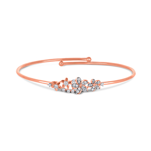 18K Rose Gold Plated Adjustable Floral Diamond Open Cuff <b>Bangle</b> <b>Bracelet</b> for Women | Elegant Flower Design Jewelry Gift - Product Image 2