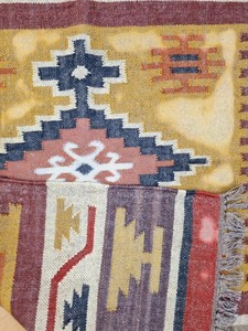 Tapis Kilim fait main à motif géométrique, tissage plat, laine acrylique, rectangulaire, avec support en jute, pour couloir - Product Image 5