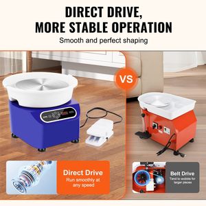 Tornio per Ceramica da 10 Pollici, 350W, Elettrico a Trasmissione Diretta, Schermo LCD Touch, Pedale, Macchina per Modellare Ceramica e Smalto - Product Image 3