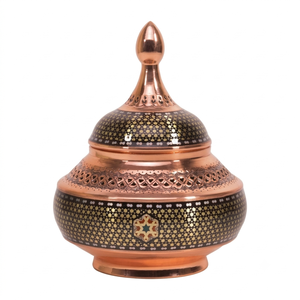 Pot à sucre en cuivre géométrique artisanal, pot à sucre décoratif, récipient en métal vintage, ustensiles de cuisine, artisanat - Product Image 1