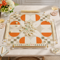 Tapis de Mahjong Géométrique Moderne de Luxe Designer 33 Pouces en Néoprène Doux Portable Antidérapant avec Dos en Caoutchouc pour Boutiques de Cadeaux et Clubs