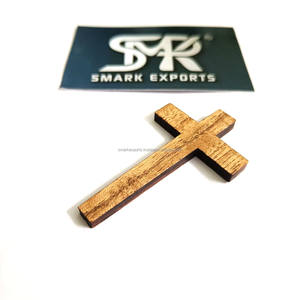 Dijes de Cruz de Madera de Acacia Natural para Manualidades de Joyería, Pintados, Ligeros, para Collares, Llaveros y Rosarios Cristianos de Pascua - Product Image 3