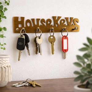 SHUBHAM Wooden House <b>Keys</b> <b>Wall</b> Hook Rack Letter Cutout <b>Key</b> <b>Holder</b> Storage Organizer for Entryway - Product Image 1