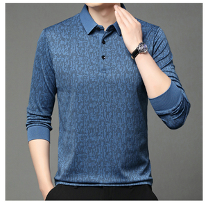 Camisa de Manga Larga para Hombre, con Logotipo Bordado en la Parte Delantera, Estampado Informal, Tejido de Punto, Secado Rápido, Cuello con Botones, Servicio OEM - Product Image 5