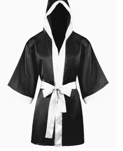 HAWK SPORTS INDUSTRIES Robe de boxe à capuche en polyester durable pour arts martiaux, noir et blanc, toutes saisons - Product Image 1