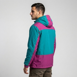 <b>Men</b> Color Block Hooded <b>Jacket</b> Quarter Zip Outdoor Windbreaker Pullover <b>Utility</b> <b>Jacket</b> Kangaroo Pocket - Product Image 3